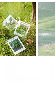 Detailed view of clear PET landscape bookmarks showing transparency and dimensions