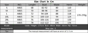 Detailed size guide table for women backless beach dress covering S to 3XL measurements