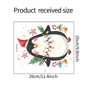 Detailed view of HY-M229 Christmas penguin wall sticker with size dimensions 29x25cm