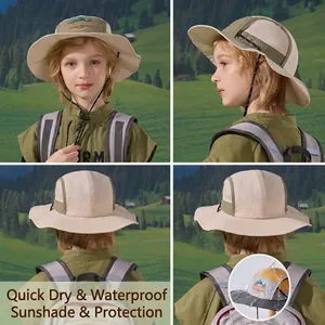 Kids Bucket Hat Nylon Waterproof Quick Dry Sun Protection Breathable Outdoor Fisherman Cap For Boys Girls