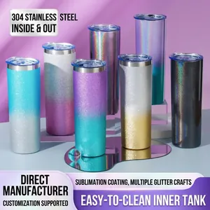 Gobelets isothermes 20oz en acier inoxydable à paillettes dégradées avec couvercles