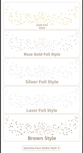 Detailed comparison of five freckle face stickers in gold, silver, rose gold and laser