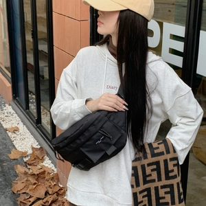 Große schwarze Canvas-Gürteltasche für Damen im Retro-Harajuku-Stil für die Freizeit