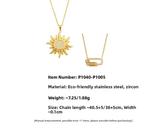 Détail du pendentif soleil plaqué or 18 carats et breloque anneau avec zircons 5A