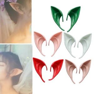 Cosplay elf ears in multiple colors including green and blue for Halloween costume styling