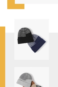 Close-up showing the textured knit pattern and color-block design of the warm winter beanie