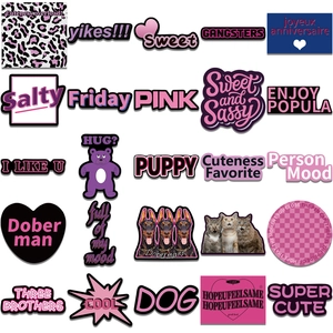 55 black and purple cool text stickers for luggage laptops and skateboards
