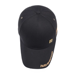 Black cotton baseball cap featuring gold FARD SPORTCAP embroidery and Chinese badge