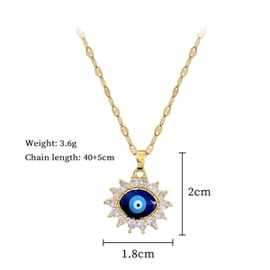 Dimensions détaillées du collier œil protecteur soleil doré avec chaîne 40+5cm
