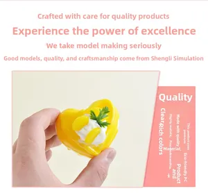 Macro detail of heart-shaped mango cake model made of premium eco-friendly PU material