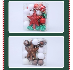 31pcs Christmas ball set with assorted shapes in red, white, and green holiday ornaments