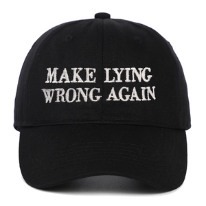 Berretto da baseball in cotone lavato nero con ricamo bianco Make Lying Wrong Again