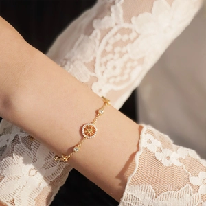 Elegant gold octagram star compass bracelet with sparkling zircon stones for women