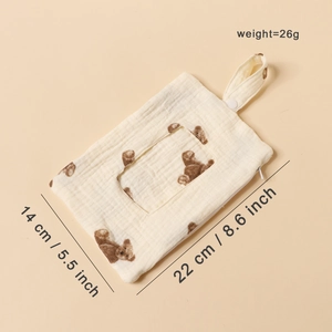 Cotton baby crib hanging bag with bear pattern and transparent tissue window