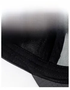 Detail of internal widened sweatband and polyester-cotton blend lining on the sports cap