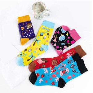 Chaussettes en coton colorées pour femmes avec motifs alimentaires amusants
