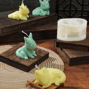 3D dragon silicone mold for DIY candles and aromatherapy stones with finished crafts