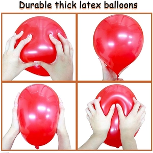 Detailed view showing durability of thickened red latex balloons through stretching and pressure