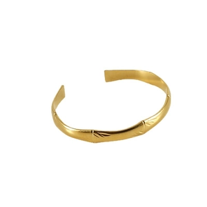 Elegant 18K gold-plated stainless steel bamboo joint open bangle bracelet for women