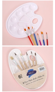 Dettaglio del set da 6 pennelli per artisti e tavolozza per pittura a olio e acrilica