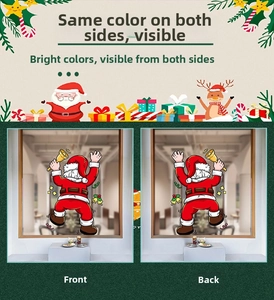 Double-sided Santa Claus window sticker detail showing same vibrant colors from both sides
