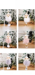 Christmas angel hanging ornaments with sequin hats and plush skirts in various colors