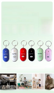 Whistle key finder with LED light in six colors shown in various daily usage scenarios