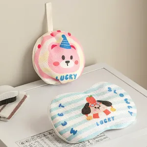 Mesh Laundry Bag Thickened Polyester Washing Machine Protector For Bra Lingerie Anti Deformation Tulip Cartoon Print