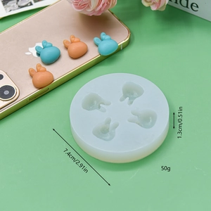 Silicone rabbit flower mold for DIY resin crafts with dimension measurements