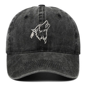 Baseball Cap Washed Cotton Wolf Head Embroidery Vintage Distressed Adjustable Retro Outdoor Dad Hat Unisex