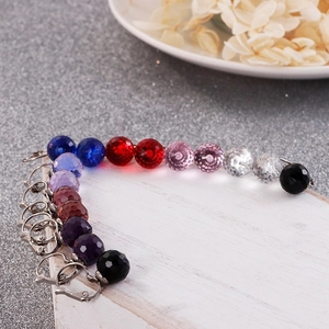Detail of 10mm faceted crystal glass beads with stainless steel lever-back hooks