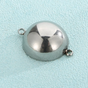 Polished silver stainless steel single ring bead with double side loops for DIY jewelry