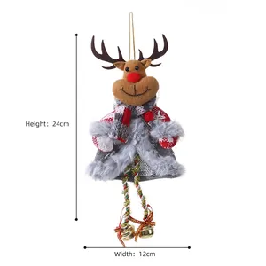 Pendentif renne de Noël en peluche avec cloche, dimensions 24 cm de haut et 12 cm de large