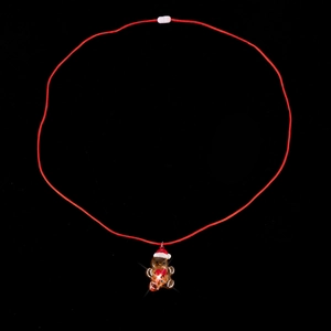 Collana con ciondolo omino di pan di zenzero luminoso di Natale con corda rossa