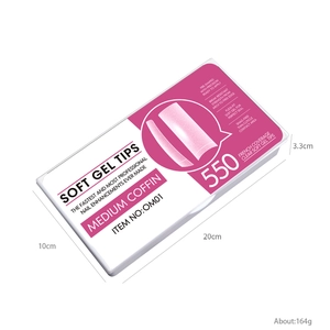 Set SOFT GEL TIPS 550 pzas forma ataúd mediana mate fina sin rastro para uñas