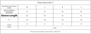 Size guide for plaid hooded jacket and pants set showing shoulder and chest measurements