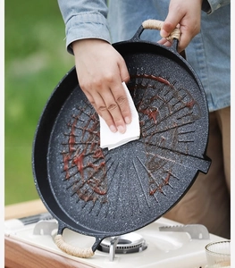 Close-up showing the easy-to-clean non-stick surface of this Korean stone grill pan