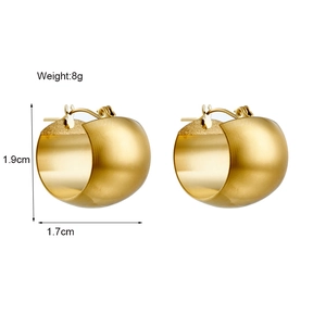 Polished gold geometric thick hoop earrings, size 1.9cm x 1.7cm, weight 8g for daily wear
