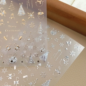 Exquisite gold and silver Christmas nail stickers with snowflake and reindeer patterns