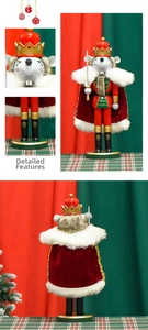 Detailed views of the Mouse King nutcracker showing the red velvet cloak and craftsmanship