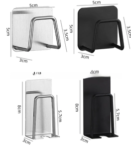 Macro view of 304 stainless steel adhesive hooks in silver and matte black finishes