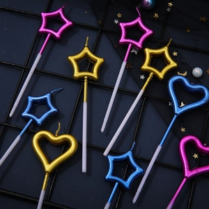Metallic Birthday Cake Candles Heart And Star Shapes Smokeless Paraffin Wax Decorations For Party Anniversary Celebration