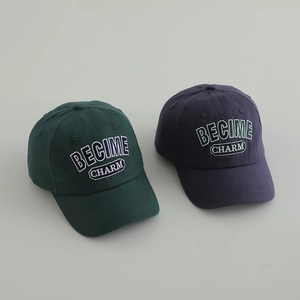 Classic cotton baseball caps for boys with CHARM embroidery in navy and green