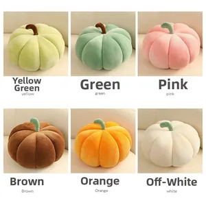 Detailed grid showing 6 colors of corduroy pumpkin plush pillows for Nordic home decor