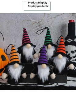 Detailed set of 5 Halloween gnomes with striped hats and plush beards for decor