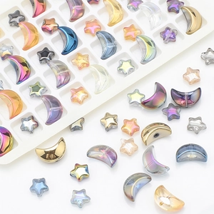 Star Moon Glass Beads Iridescent AB Electroplated Colorful DIY Jewelry Making Accessories Bracelet Necklace