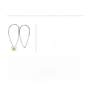 Size chart showing long wax cord stone butterfly pendant necklace dimensions and weight