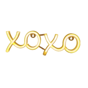 Warm yellow LED neon XOXO sign light for wall decoration with mounting holes