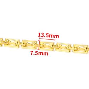 Gold vacuum plated stainless steel rectangular link chain with 13.5mm by 7.5mm dimensions