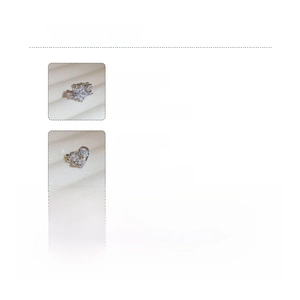 Detailed dimensions of copper heart and star earrings featuring clear zircon stones